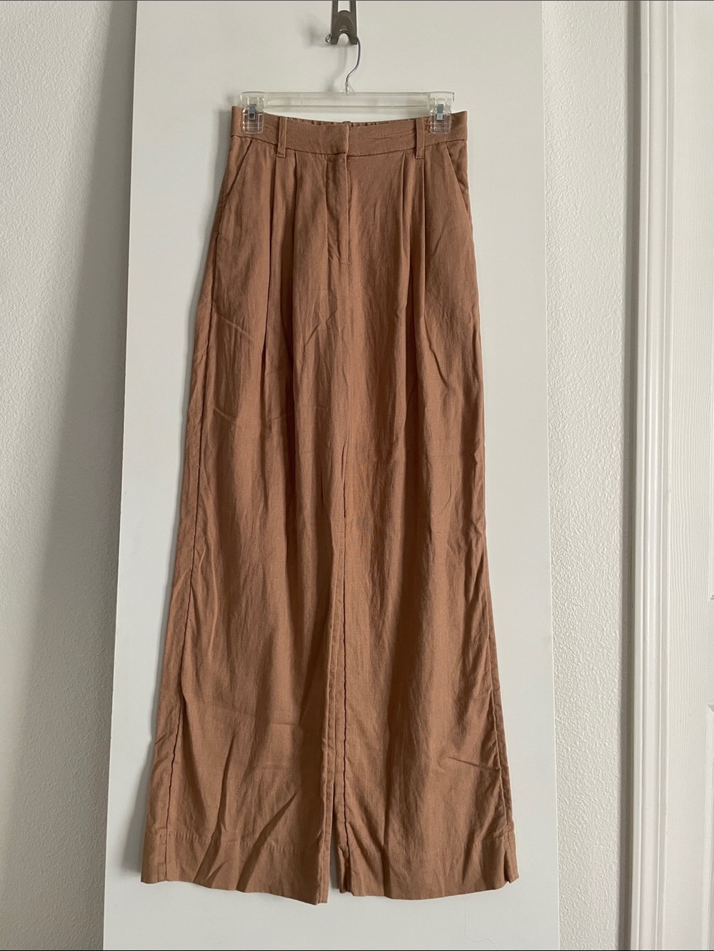 Abercrombie & Fitch Linen Cotton Pants Trousers High Rise Wide Leg Rust New!